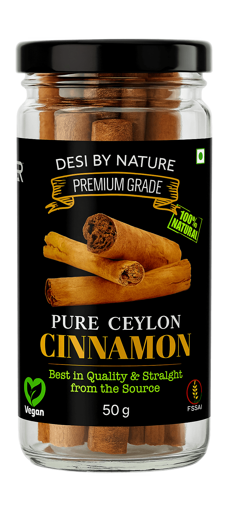 Ceylon Cinnamon Quills 50 ml glass jar - Desi By Nature