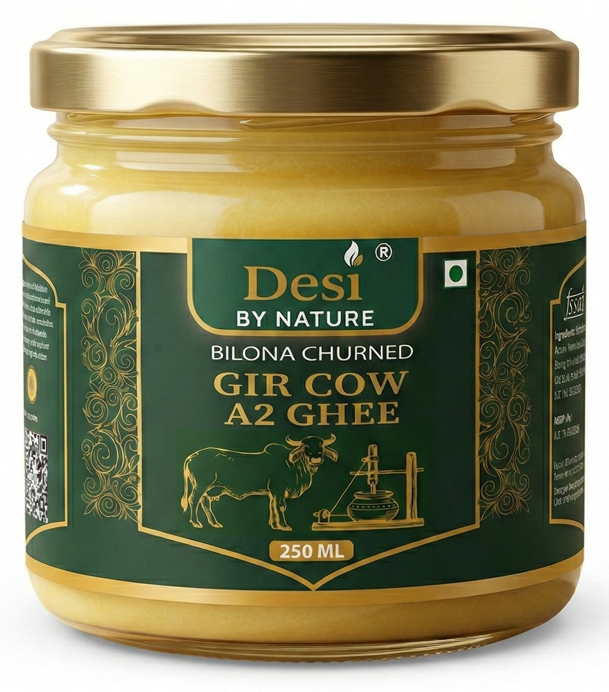 A2 Gir Cow Bilona Ghee 250 ml glass jar - Desi By Nature